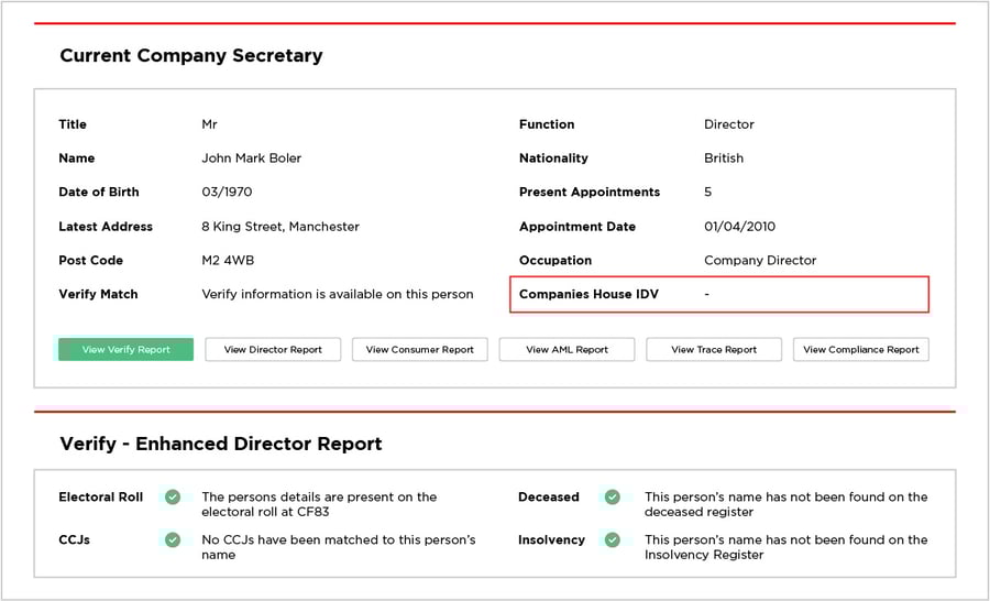 Secretary Summary with IDV Flag Highlighted