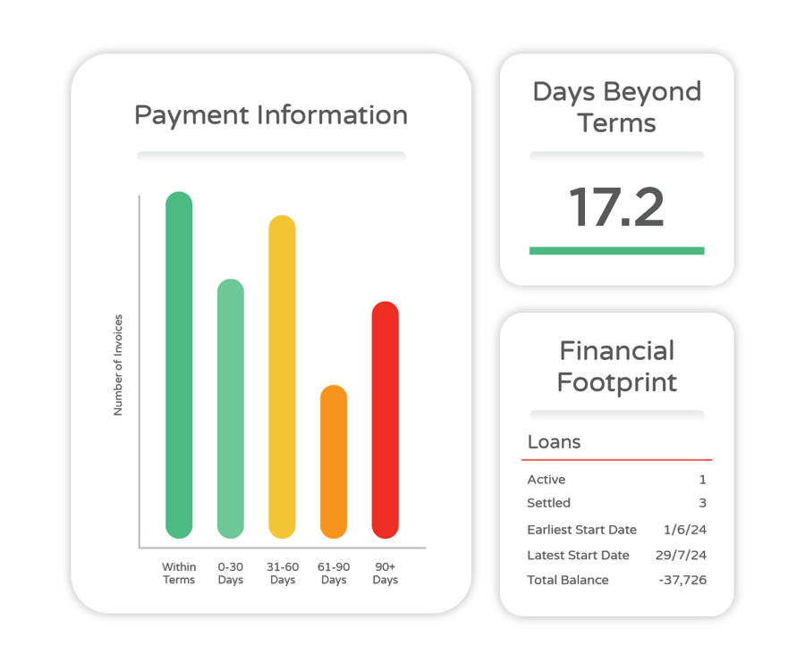 Company Credit Report showing Payment History, Days Beyond Terms, and Financial Data