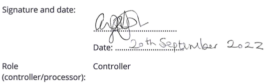 Data Controller Signature