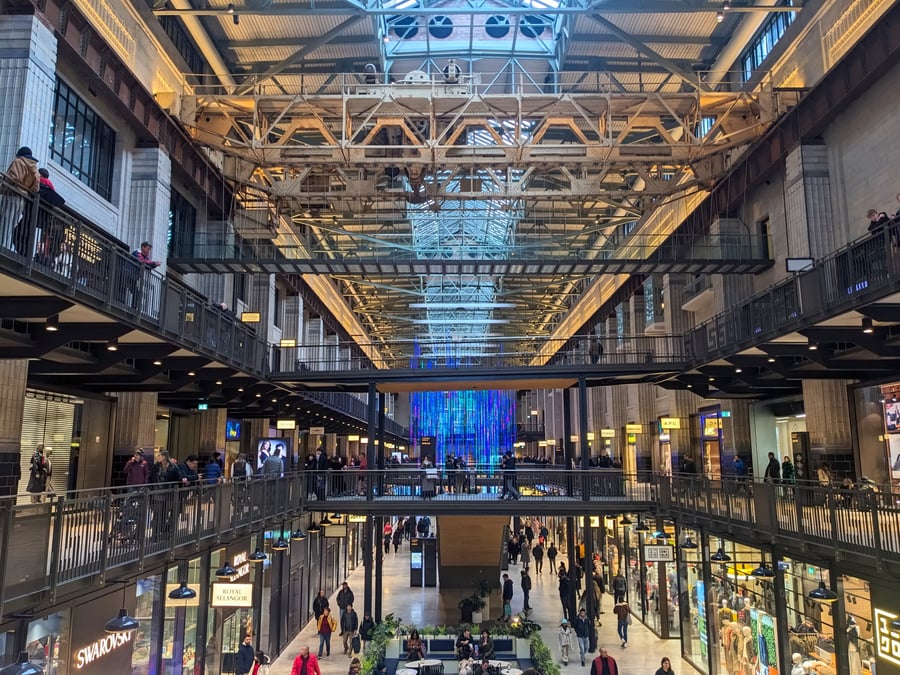Shoppers in a busy mall