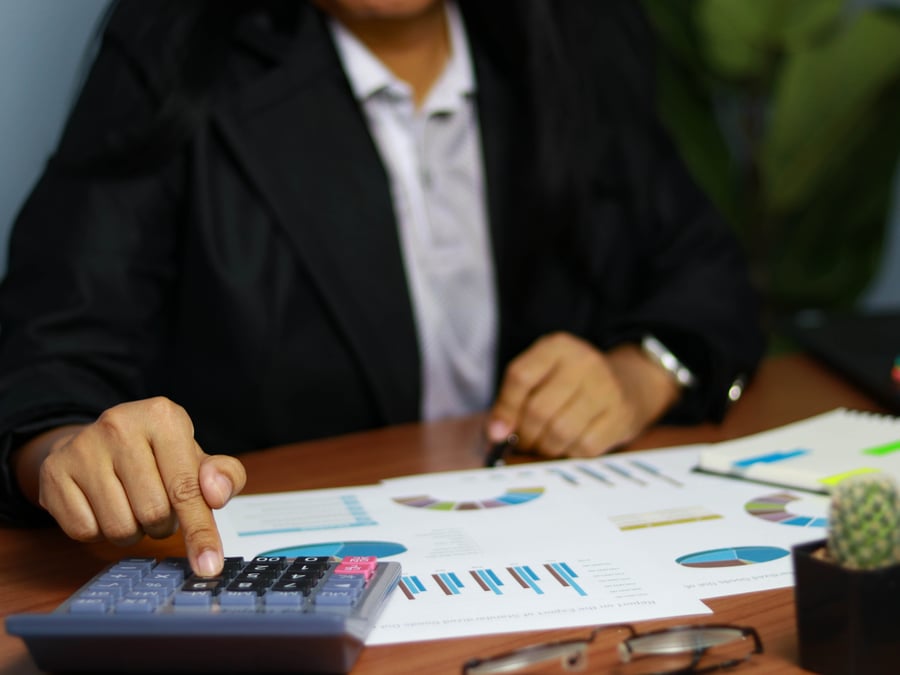 A close-up photo of someone looking at credit risk data