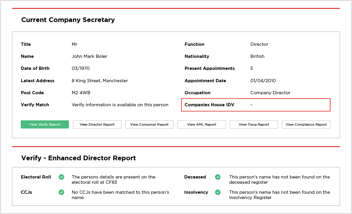 Secretary Summary with IDV Flag Highlighted