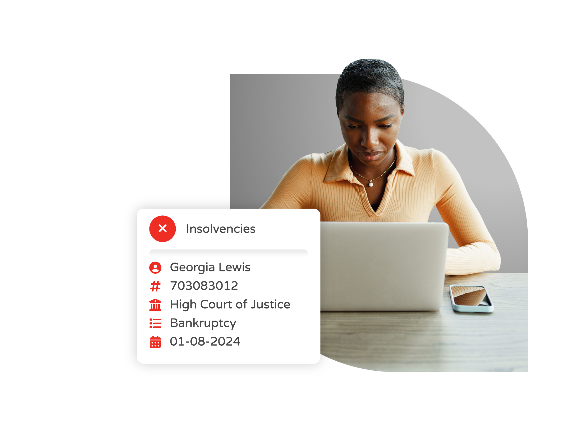 Woman in yellow on the Individual Insolvency Register